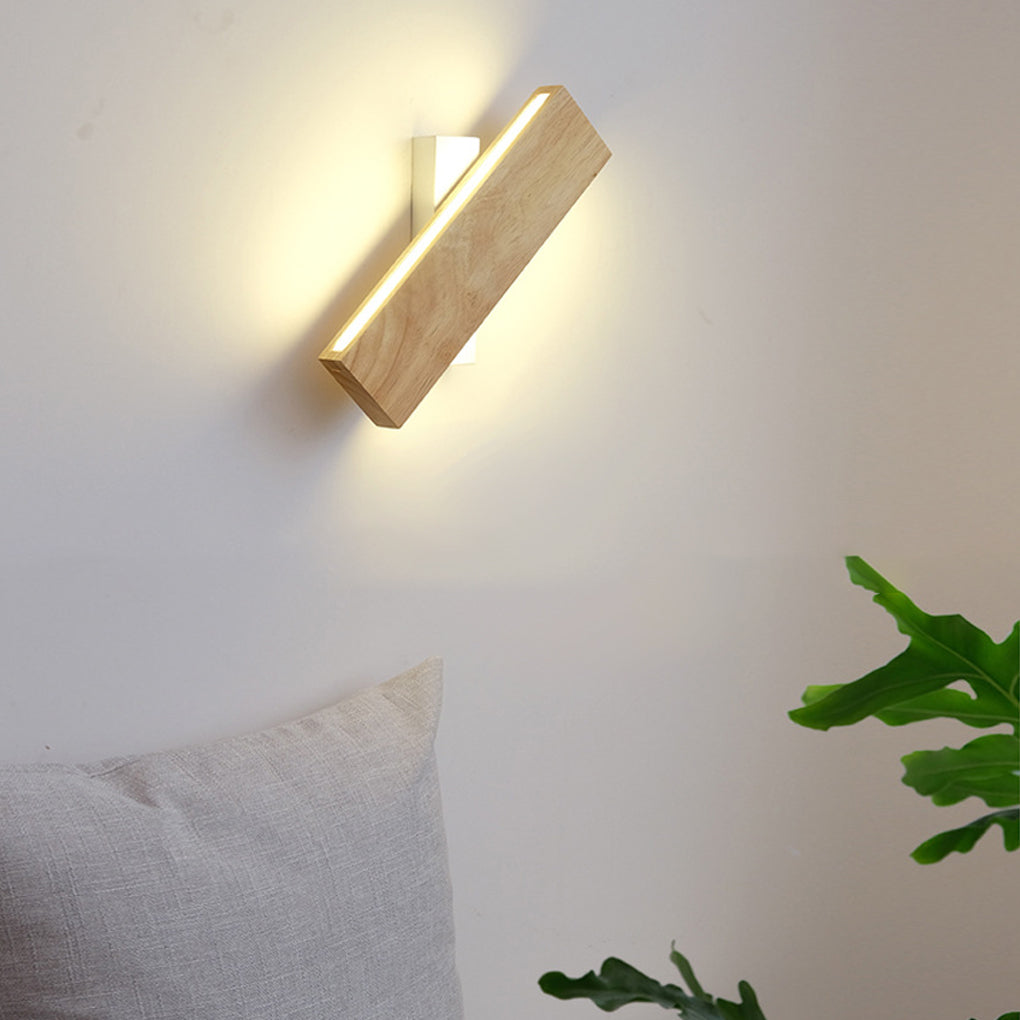Rotatable Clean-Lined Box Wood Led Wall Light Wall Fixtures Fixture, Bedroom Wall Sconce, detail 2