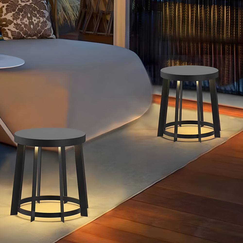 Circular Stool Multifunctional Waterproof LED Black Contemporary Solar Lights, Outdoor Wall Light, detail 2