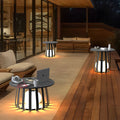 Circular Waterproof RGB Iron Small Coffee Table Solar Light Exterior Lanterns, Outdoor Wall Light, 24" Dia x 16" H