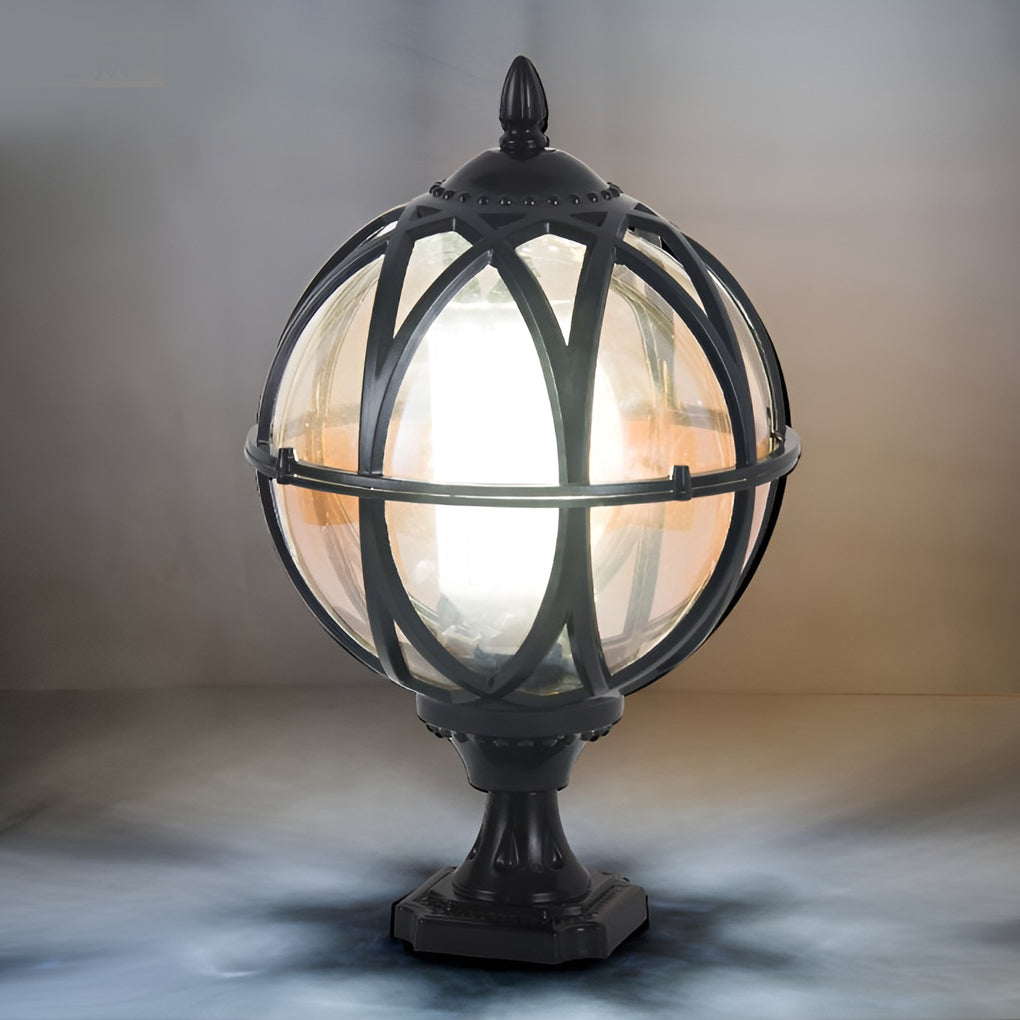 Circular Glass E27 Waterproof European Style Exterior Post Caps Lights, Outdoor Wall Light, detail 8