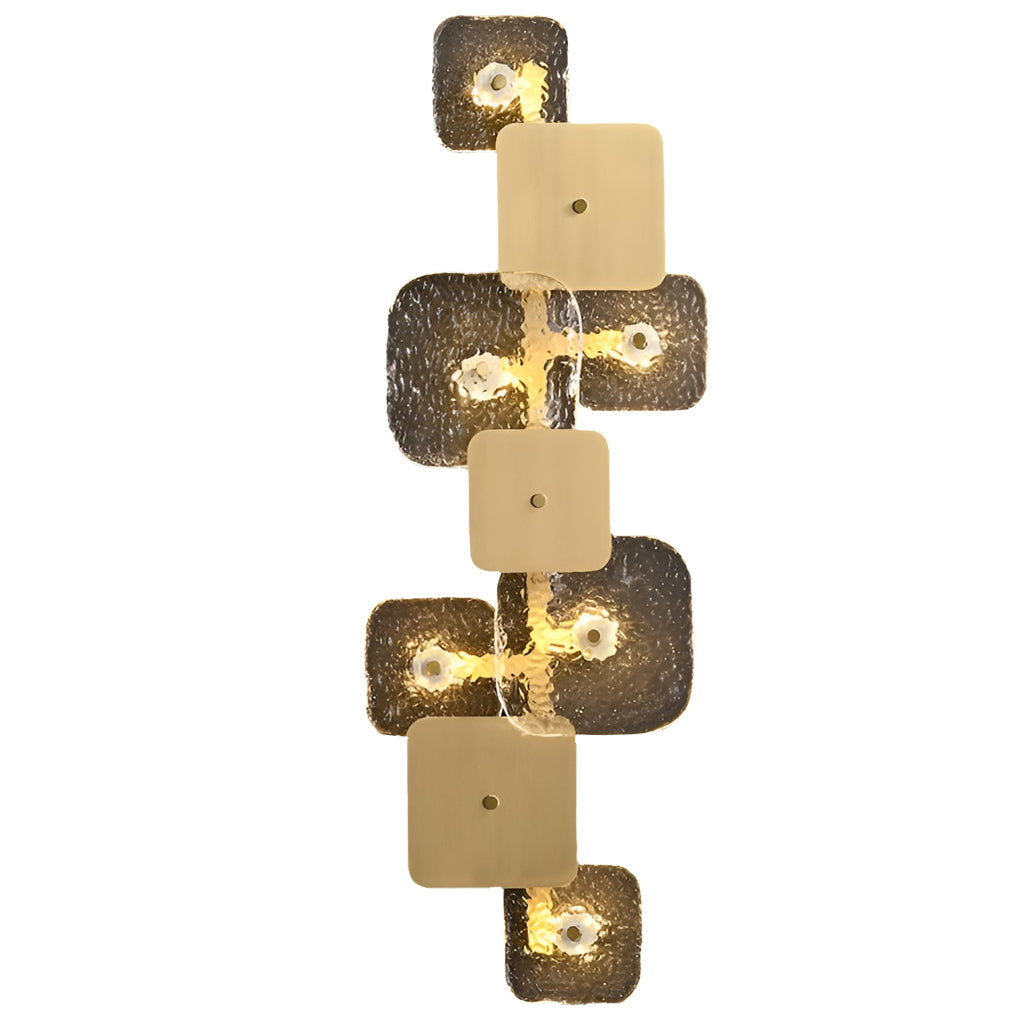 Creative Rounded Square Glass Copper LED Contemporary Wall Light, Bedroom Wall Sconce, detail 11