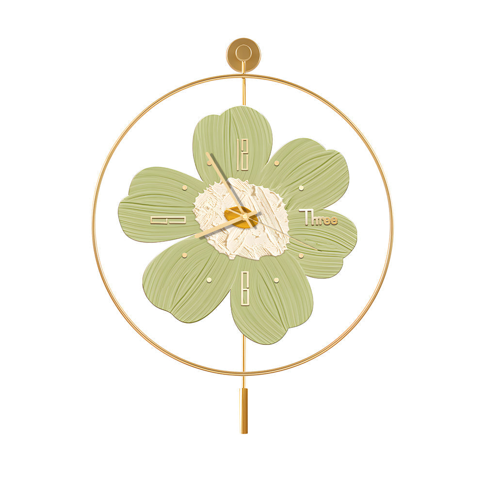 Circular Metal Battery Operated LED Flower Wall Clock, Plug-In Wall Sconce, detail 11