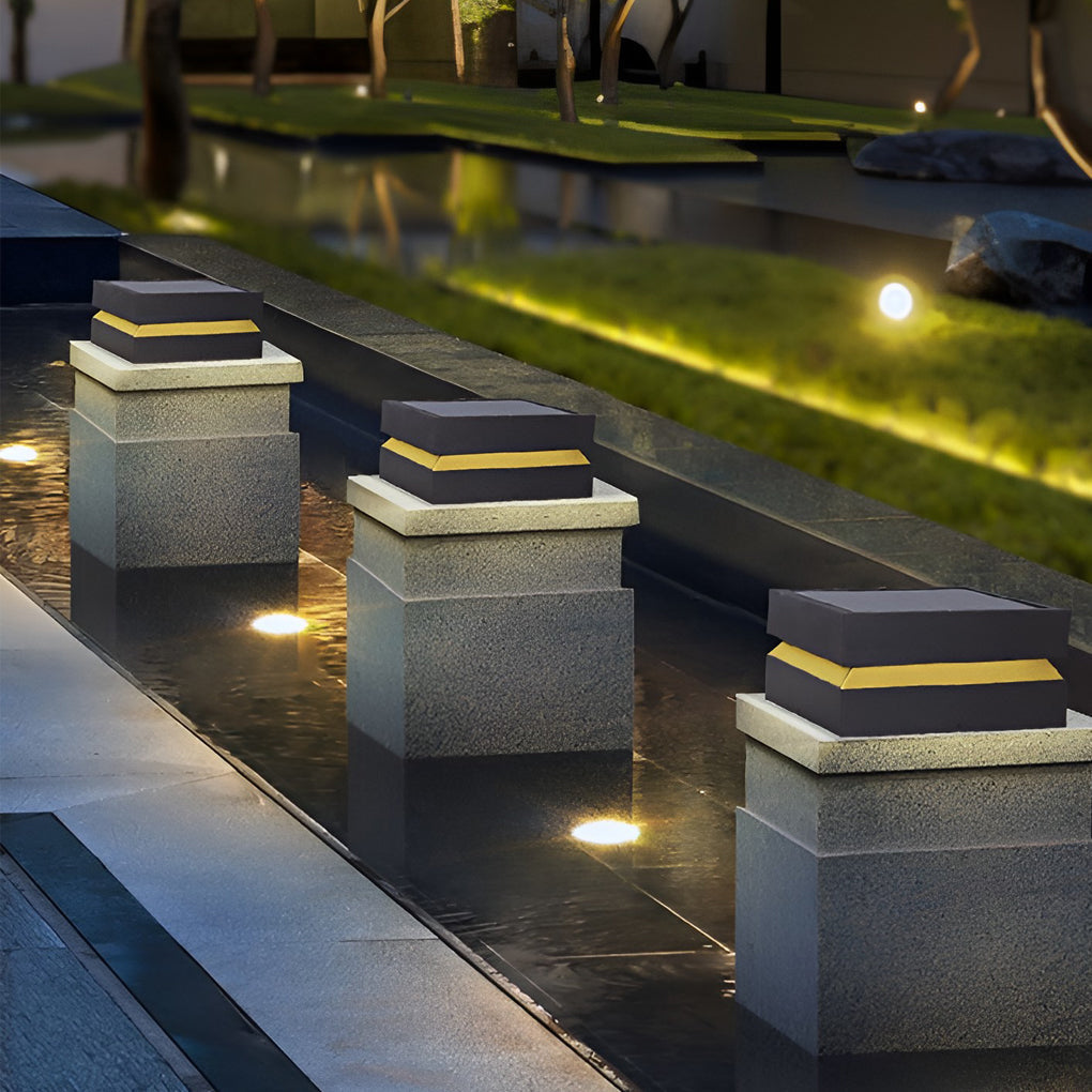 Square LED 16w Waterproof Black Contemporary Solar Post Caps Lights Pillar Light, Outdoor Wall Light, detail 2