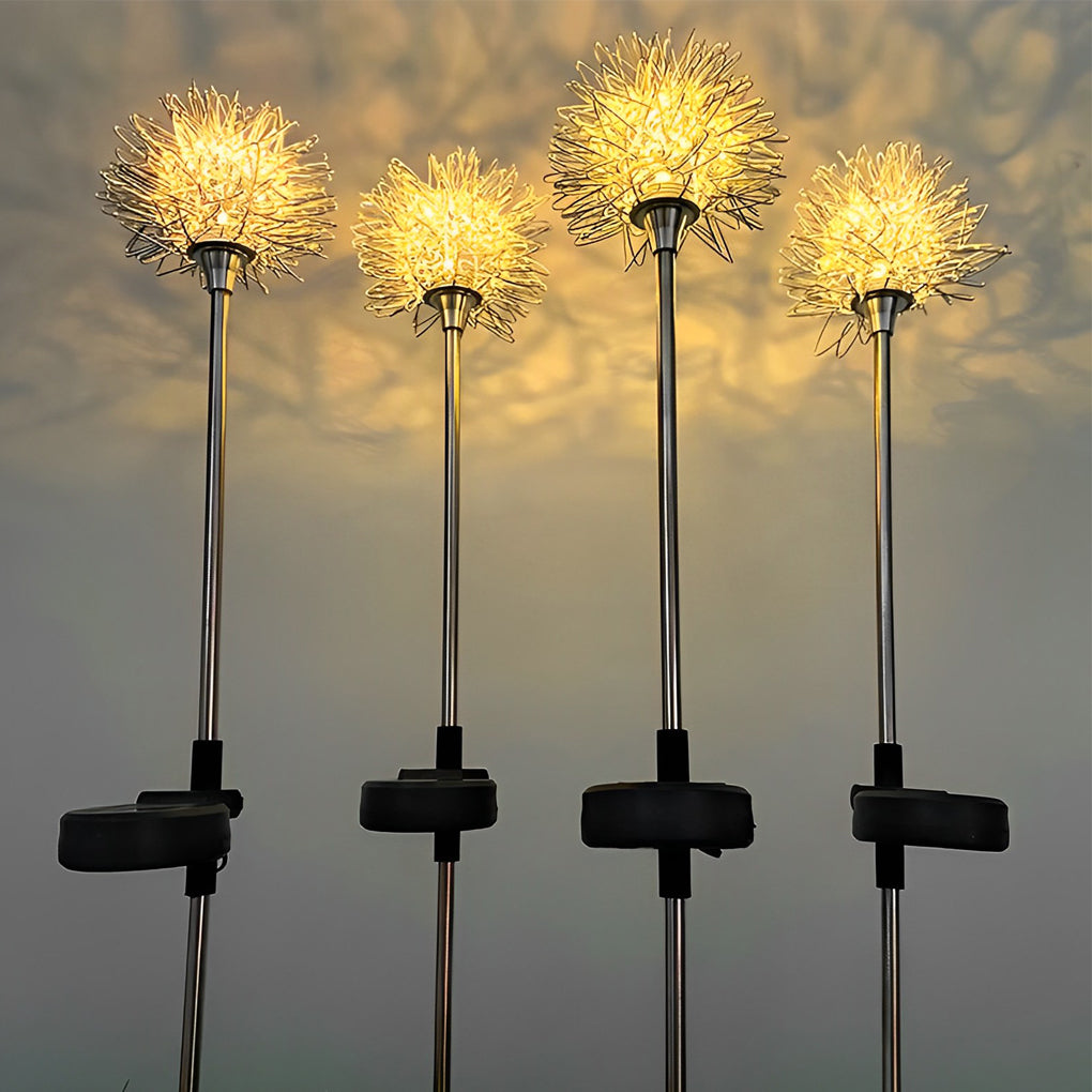 Stainless Steel 2PCS Aluminum Dandelions Flowers Decor Waterproof LED Solar Lawn Light, Night Light, detail 4