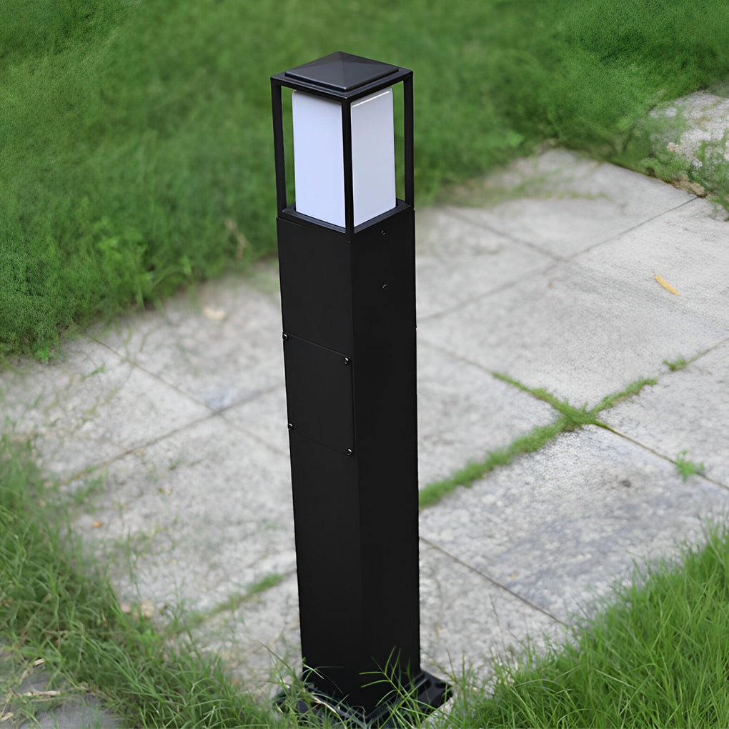 31.49 In. H Aluminum Black Bollard Lights Square Exterior Path Lights, Outdoor Wall Light, detail 2