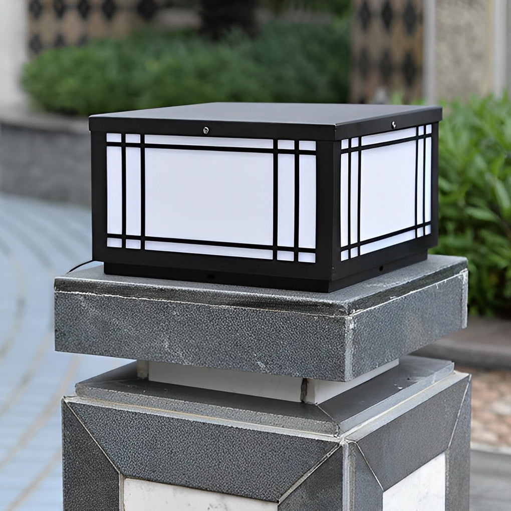 Stainless Steel Retro Grilles Waterproof LED 3 Step Dimming Solar Fence Post Lights with Remote, Outdoor Wall Light, detail 8