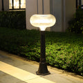Contemporary Solar Lawn Light Metal Cylinder Oval Shade LED Exterior Bollard Light, Outdoor Wall Light, PC + Aluminum, 23.8"