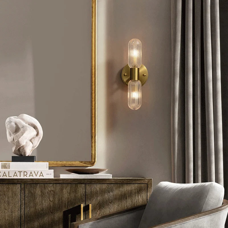 Palermo 12" Brass Wall Light Wall Light, Bathroom Wall Sconce, detail 4