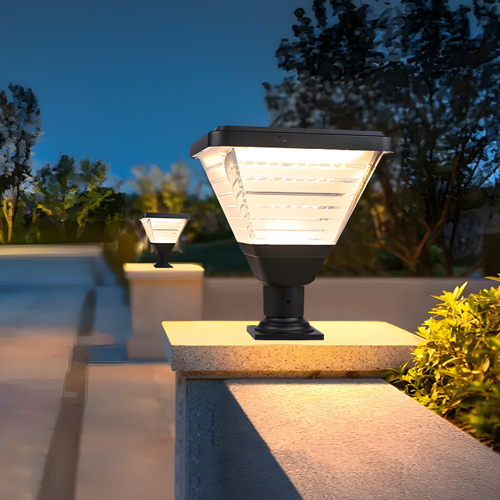 Modern 17.9-Inch Black Square Solar LED Pier Mount Post Light, Outdoor Wall Light, detail 2