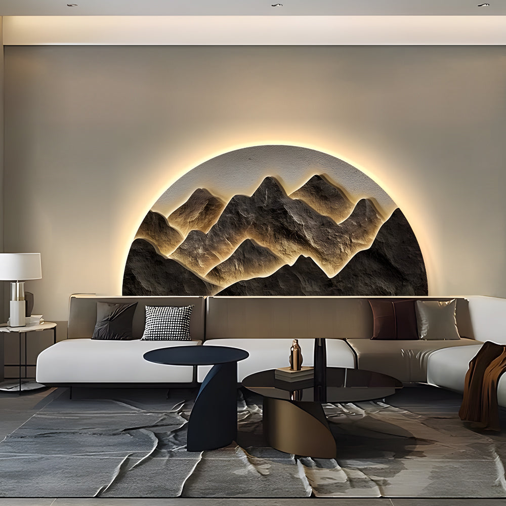 Ceramic Semicircular LED Lighting Wall Decorative Painting, Bedroom Wall Sconce, detail 2
