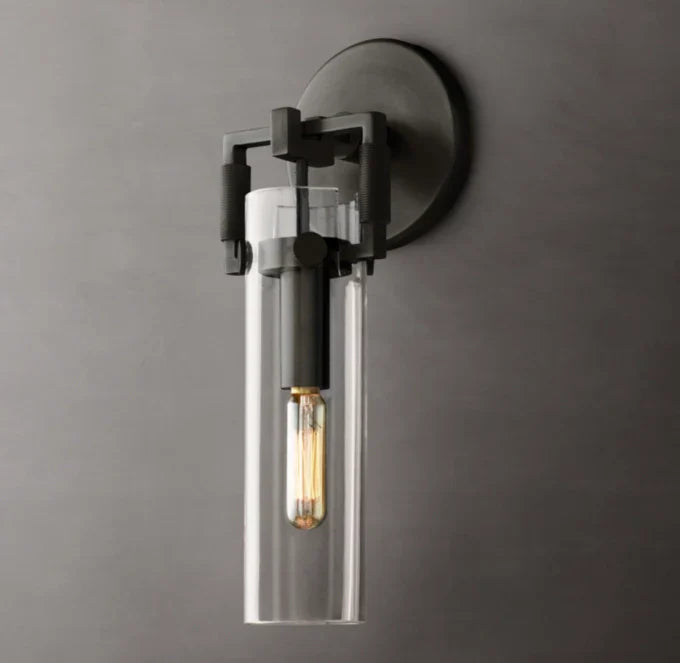 Machinist Glass Cylinder Wall Light 9", Bathroom Wall Sconce, detail 14
