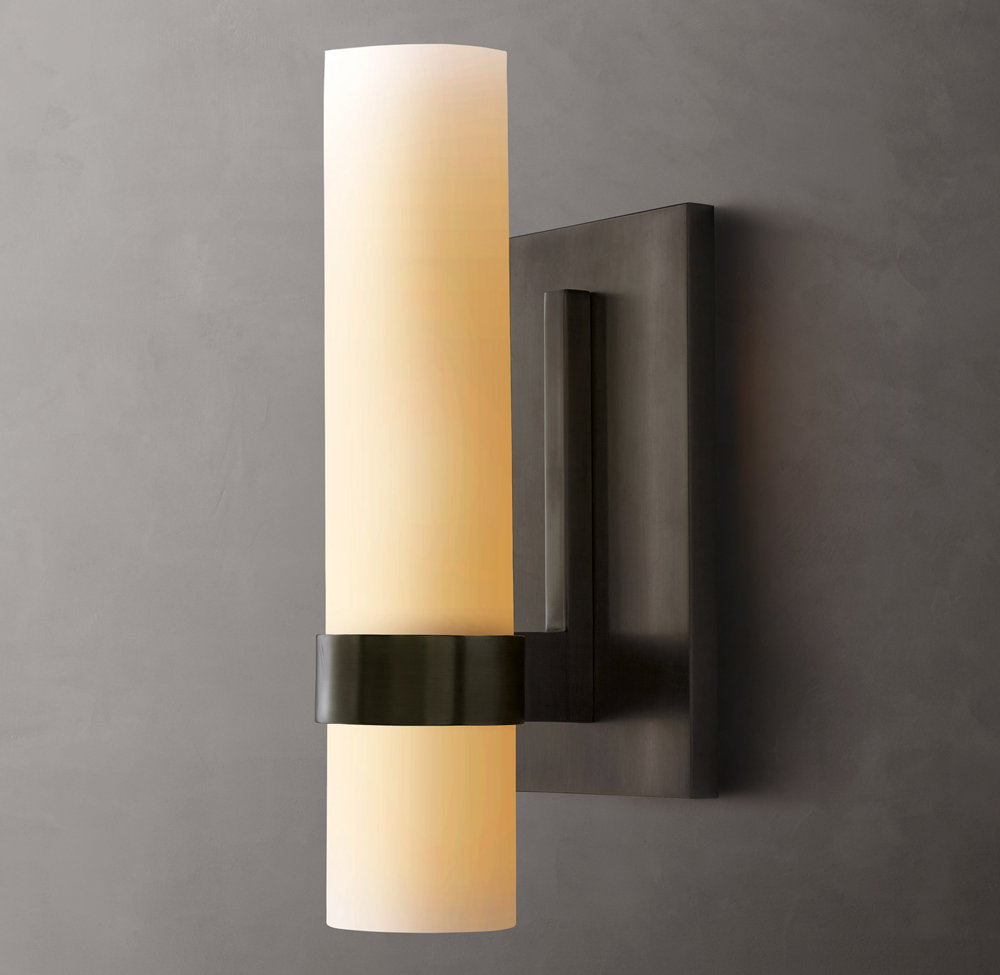 Ravelle Milk Glass Wall Light 12", Bathroom Wall Sconce, detail 3
