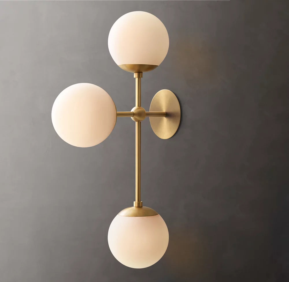 Cirque Triple Wall Light, Bedroom Wall Sconce, 6"W x 13"D x 25"H