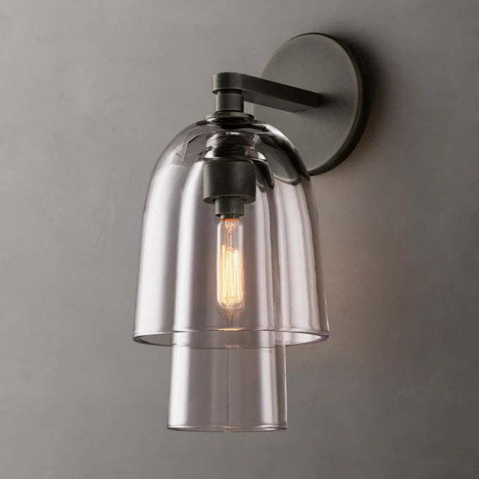 Blom Clear Glass Flute Wall Light, Bathroom Wall Sconce, detail 10