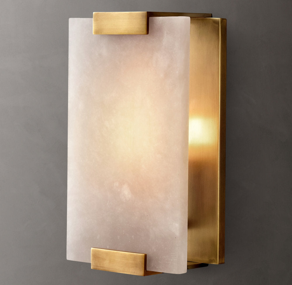 Hand-Carved Alabaster Wall Light, Bathroom Wall Sconce, detail 4