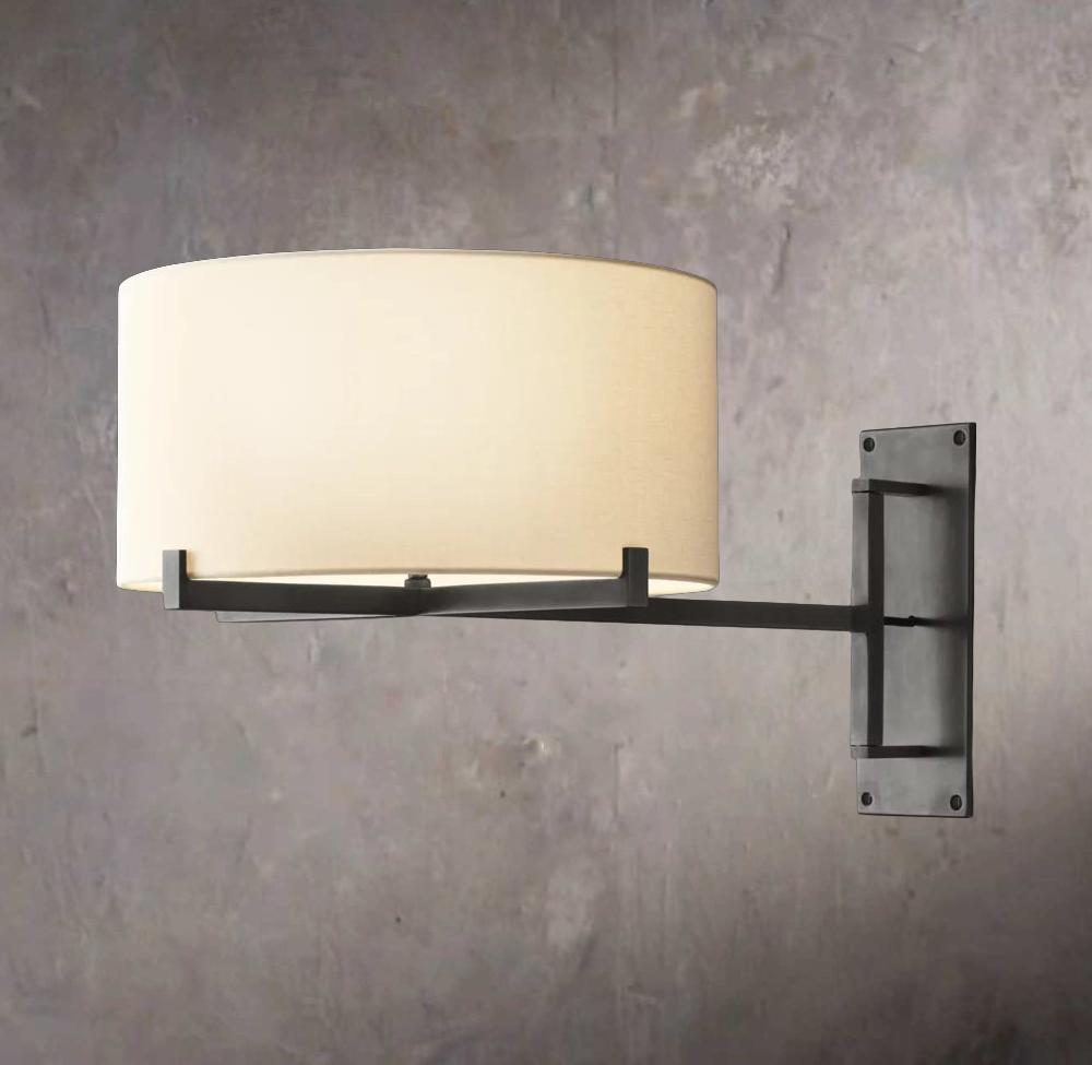 Pauillacs Drum Shade Swing-Arm Wall Light, Plug-In Wall Sconce, detail 3