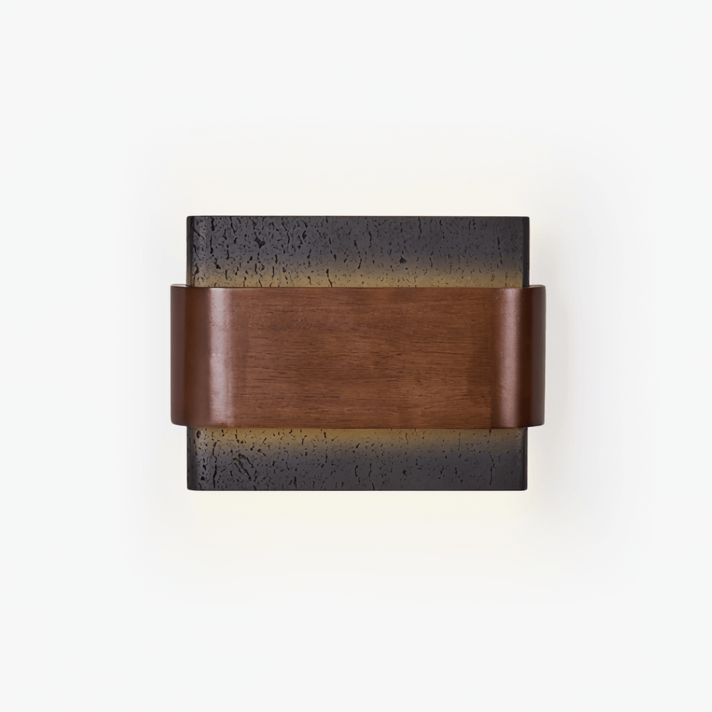 Orin Travertine Wall Light, Hardwired Wall Sconce, Black Travertine, L 22cm x H 16cm