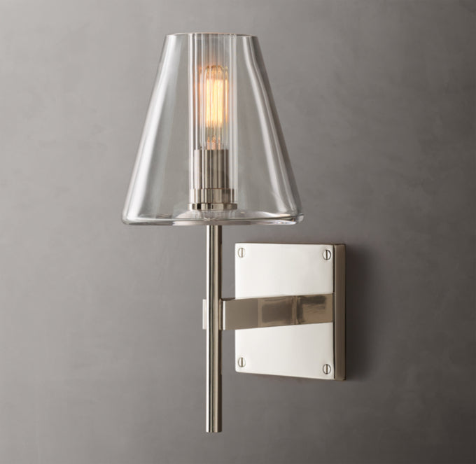 Fulham Glass Shade Wall Light, Bathroom Wall Sconce, detail 13
