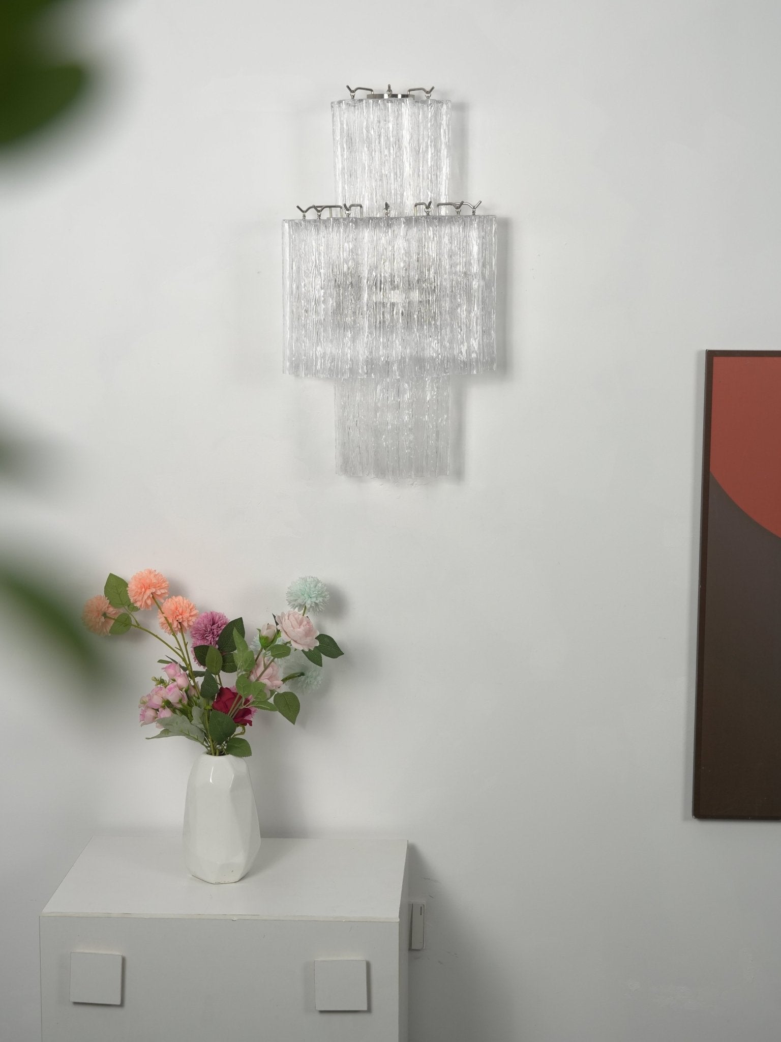 Glacier Tier Glass Wall Light, Hardwired Wall Sconce, detail 6
