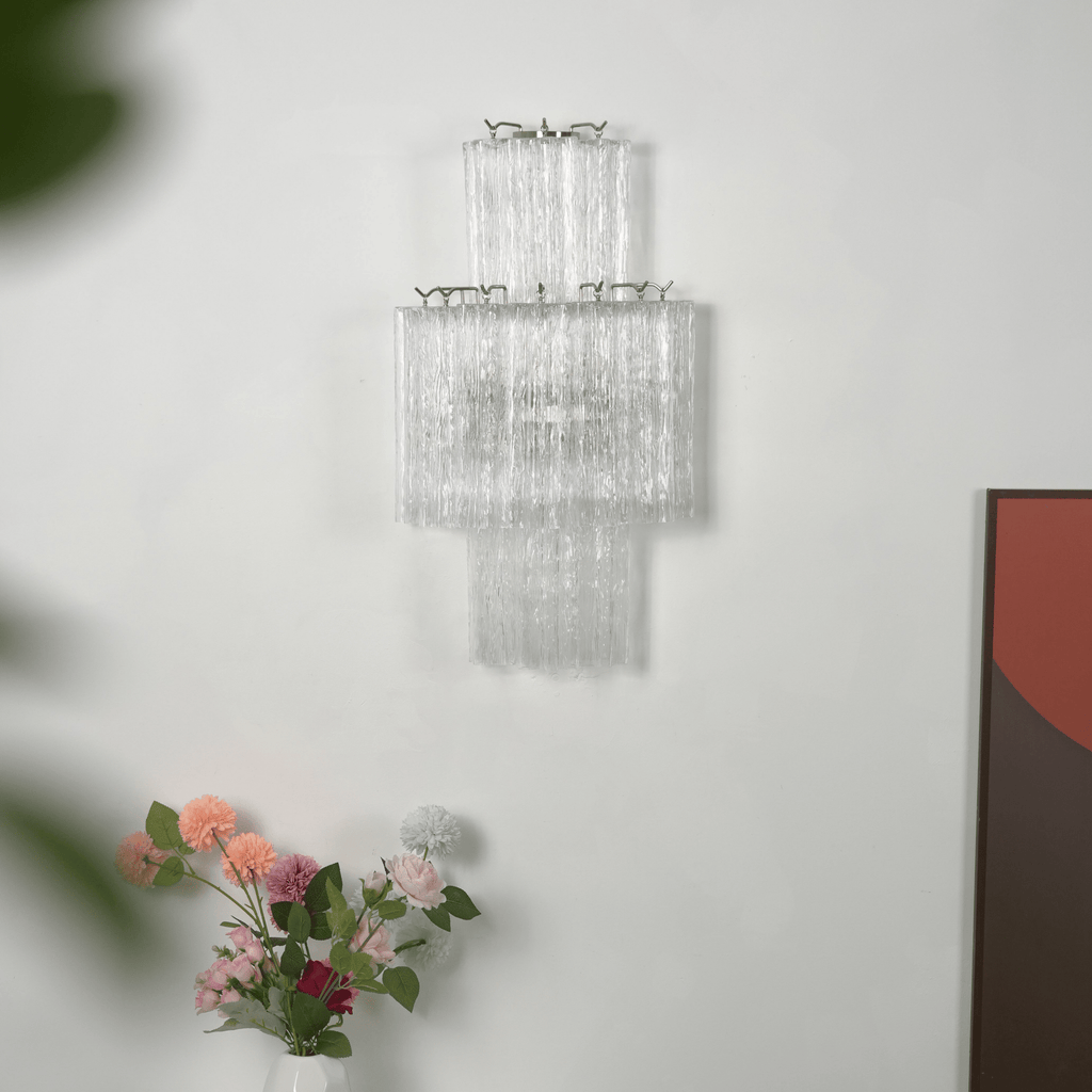 Glacier Tier Glass Wall Light, Hardwired Wall Sconce, detail 3