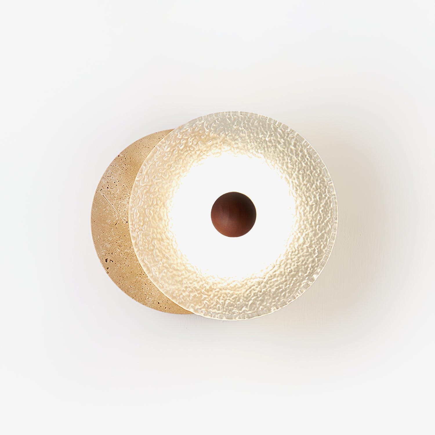 Aurora Travertine Wall Light, Hardwired Wall Sconce, Yellow Travertine, Dia 33cm x H 30cm