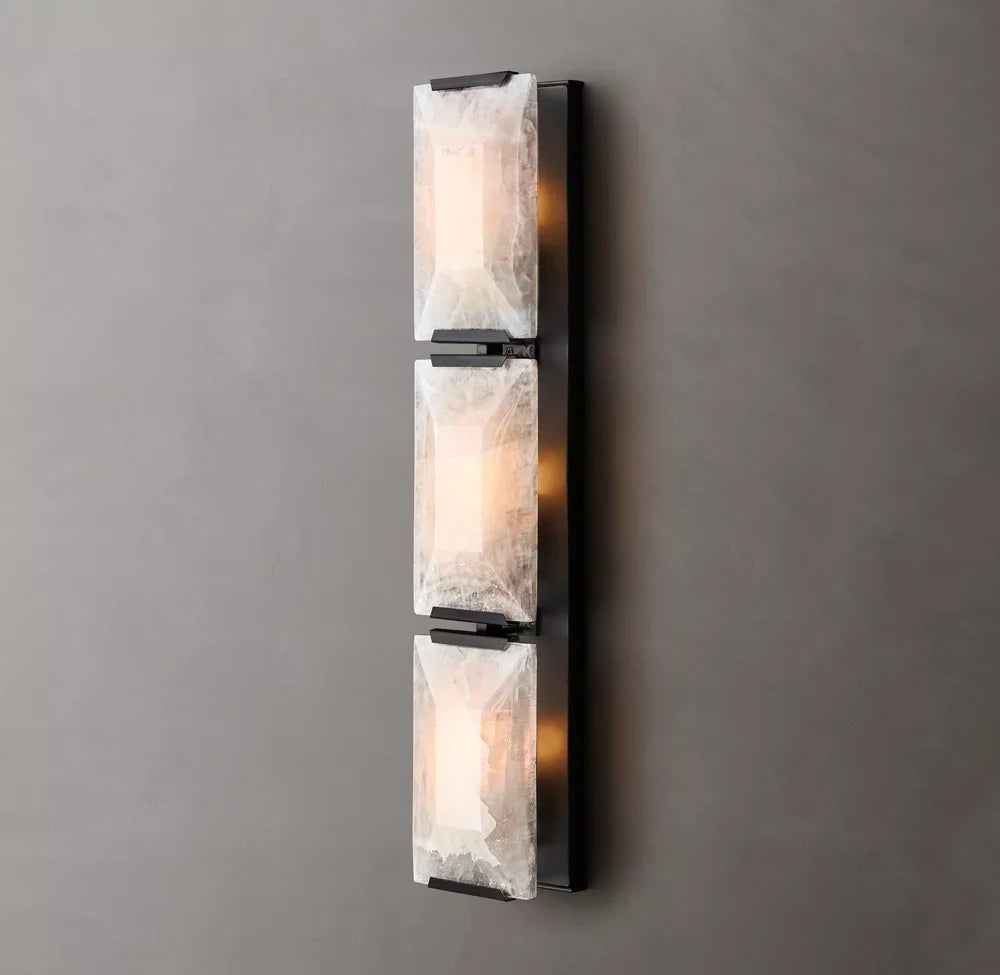 Harlow Calcite Triple Wall Light, Bedroom Wall Sconce, detail 3