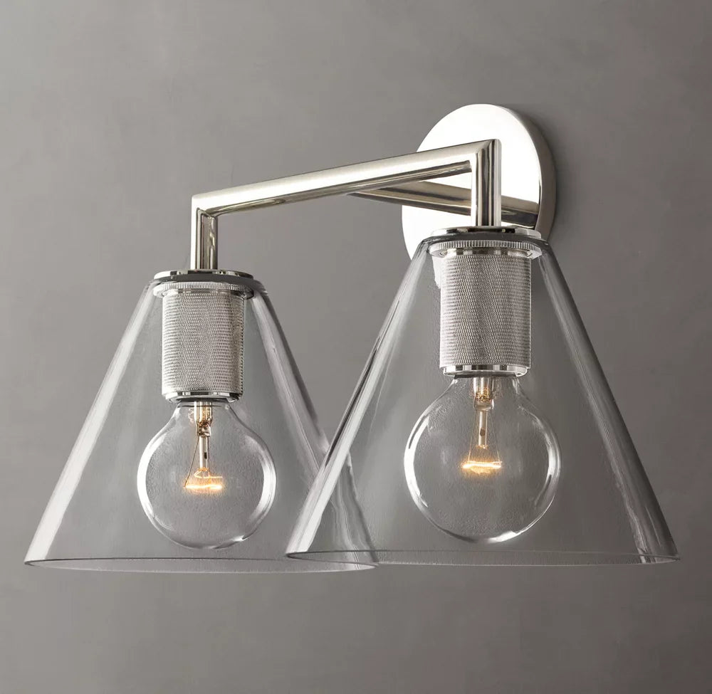 Utilitaire Funnel Shade Double Wall Light, Bathroom Wall Sconce, detail 2
