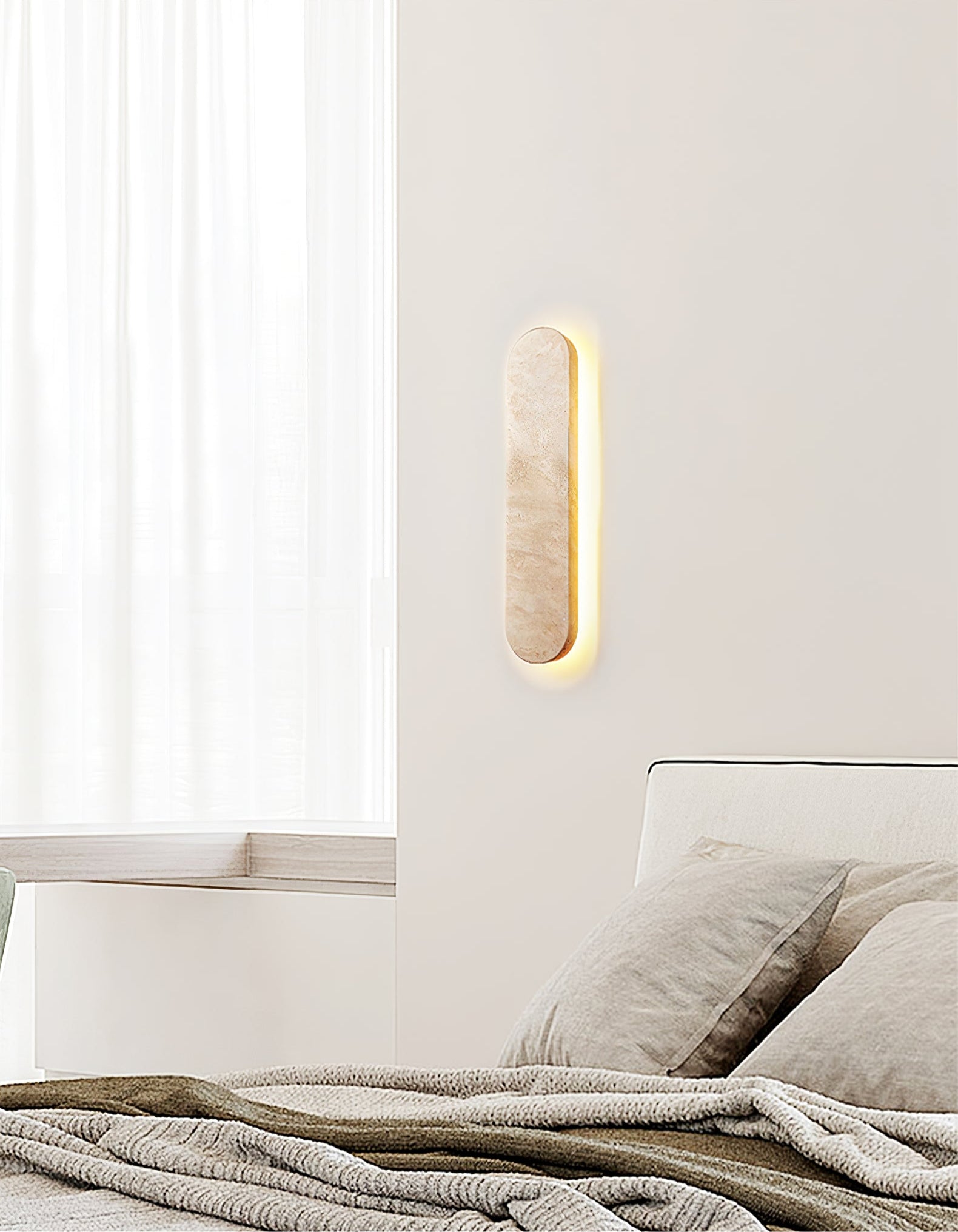 Lior Travertine Wall Light, Hardwired Wall Sconce, detail 7
