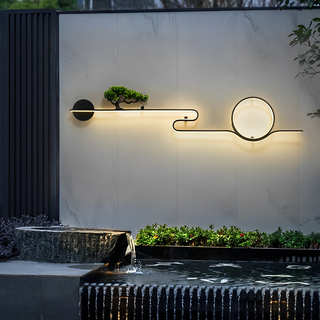 Moon Tree Scenery Waterproof LED Black Retro Exterior Wall Fixtures Sconces, Outdoor Wall Light, detail 2