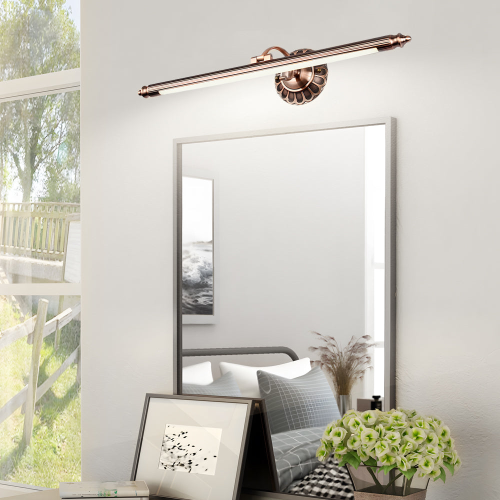 Retro Cylinder LED Bathroom Vanity Fixture with Flower Accents in Bronze Finish, Bathroom Vanity Light, detail 2