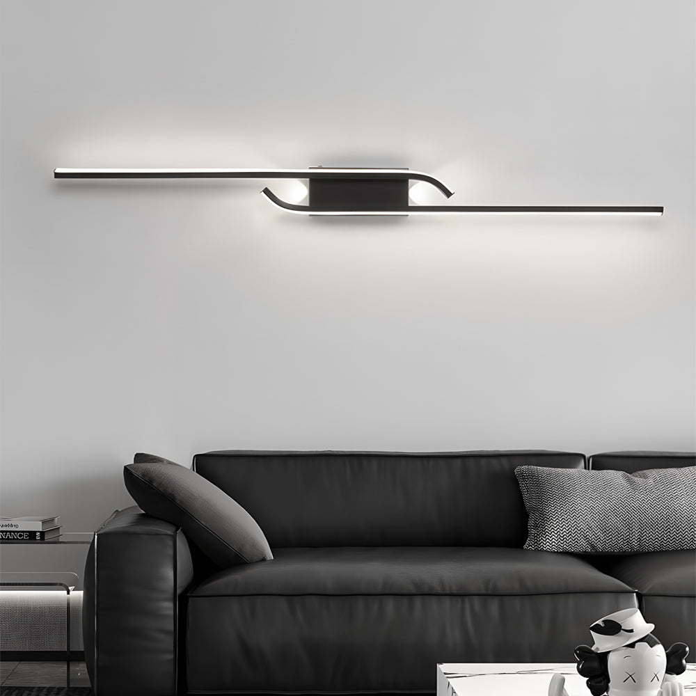 Clean-Lined Long Strip Aluminum LED Black Nordic Wall Fixtures Indoor, Hardwired Wall Sconce, detail 2