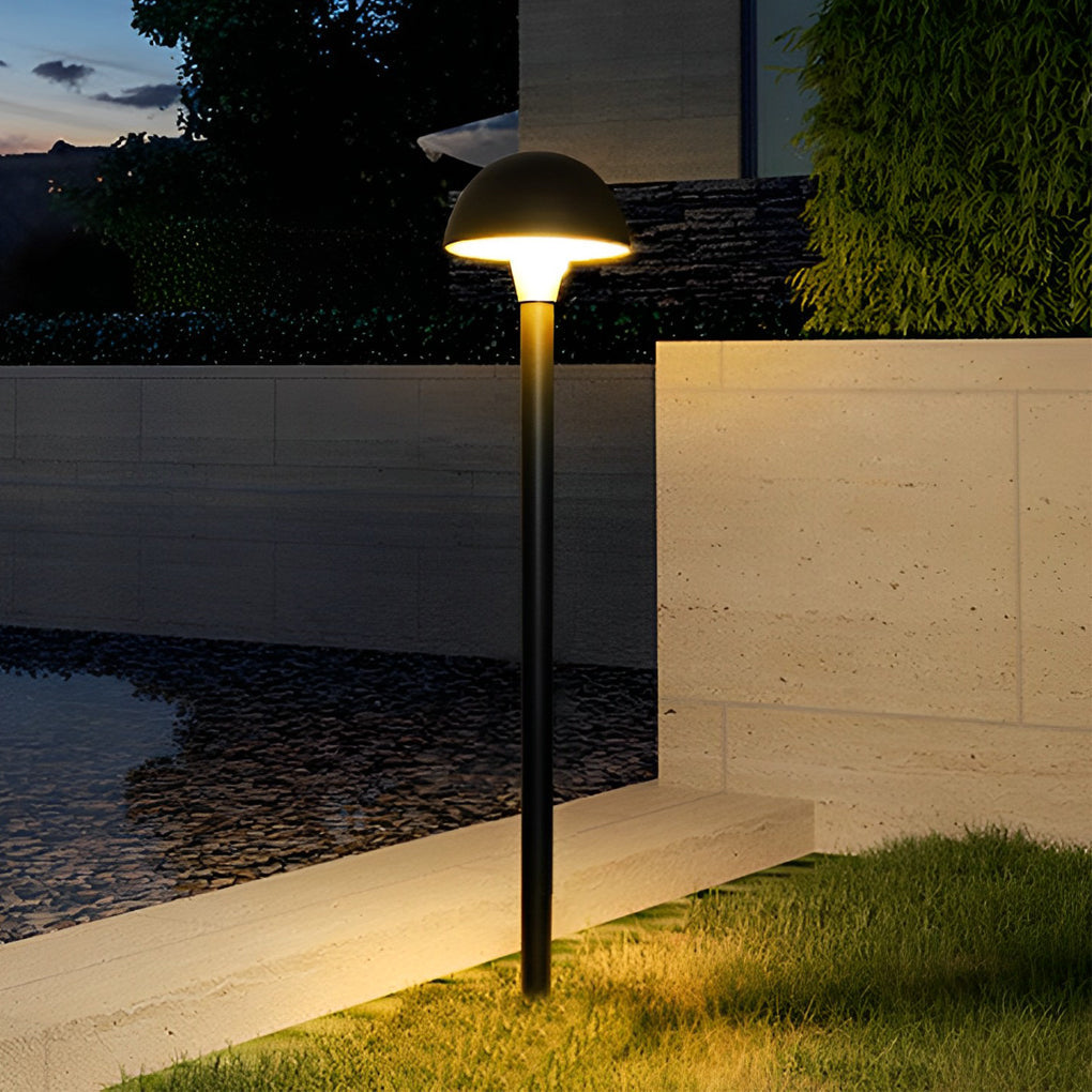 Creative Mushroom Shape Exterior Waterproof LED Black Contemporary Lawn Lamp, Outdoor Wall Light, Aluminum, 24"