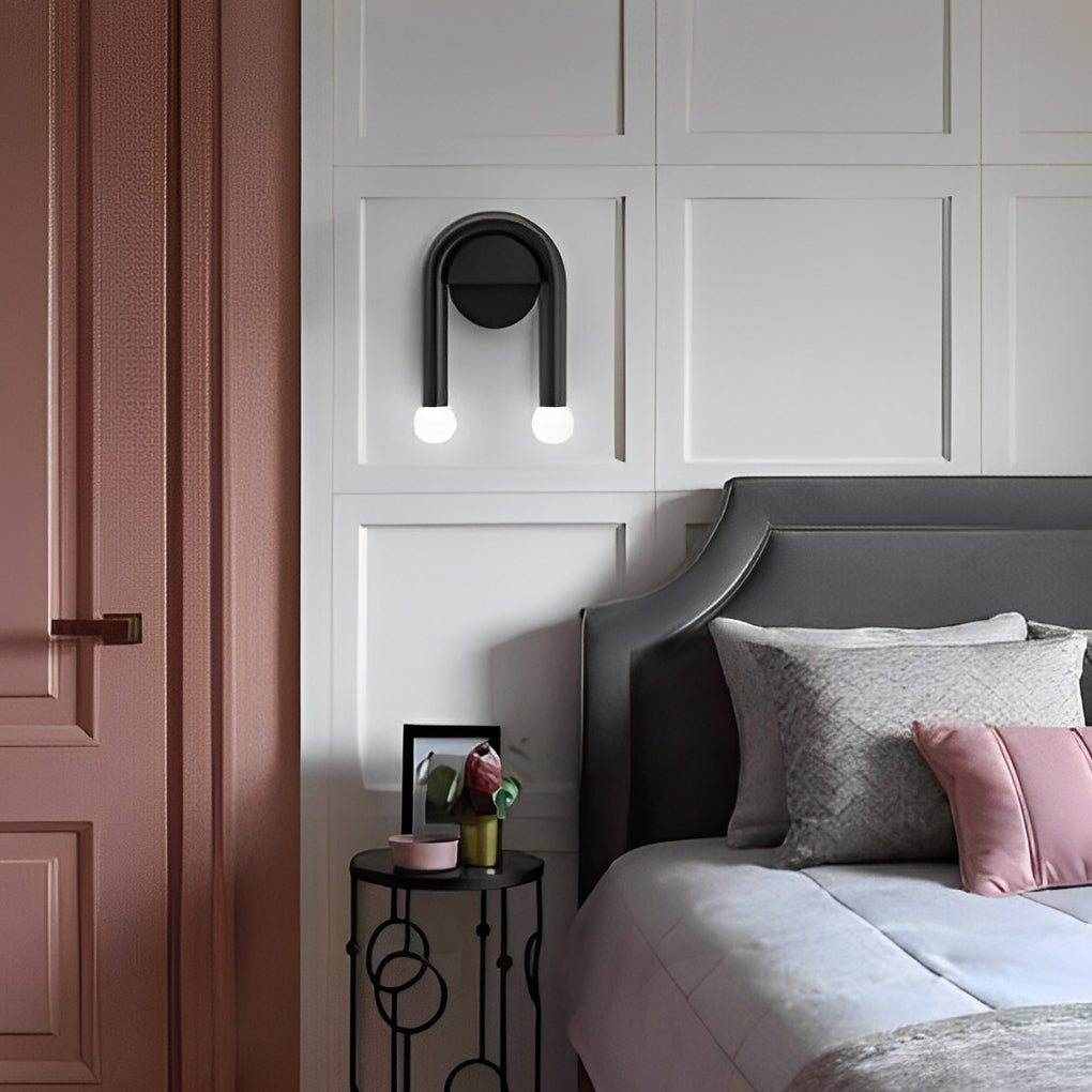 Creative 2 Lights Black Nordic Wall Light Decorative Wall Fixtures Lighting, Bedroom Wall Sconce, detail 3
