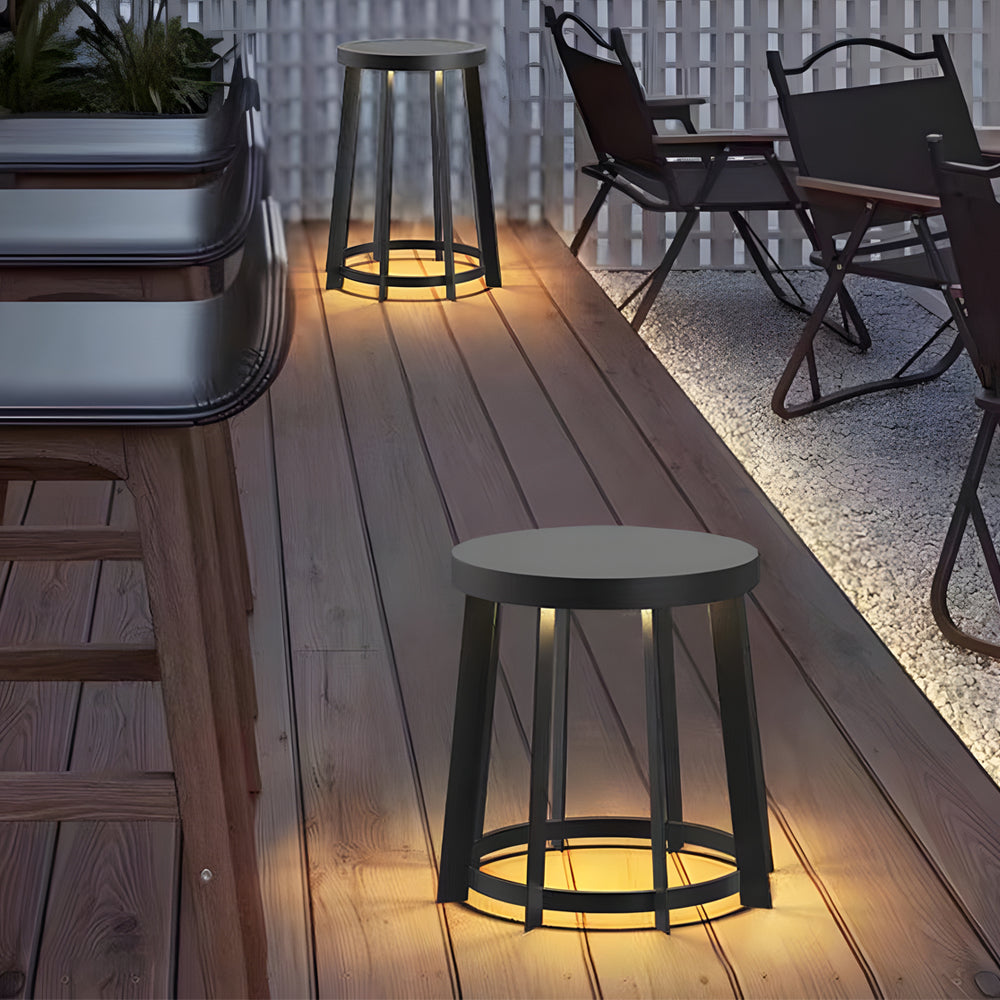 Circular Stool Multifunctional Waterproof LED Black Contemporary Solar Lights, Outdoor Wall Light, detail 3