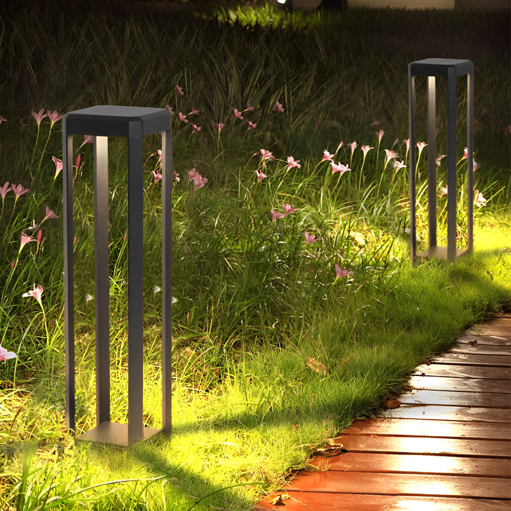 Square Clean-Lined Waterproof Stainless Steel Black Solar Pathway Lights, Outdoor Wall Light, detail 2