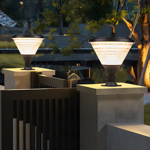 18.9-Inch H 1-Light Black Circular Pier Mount Post Light, Outdoor Wall Light, detail 2