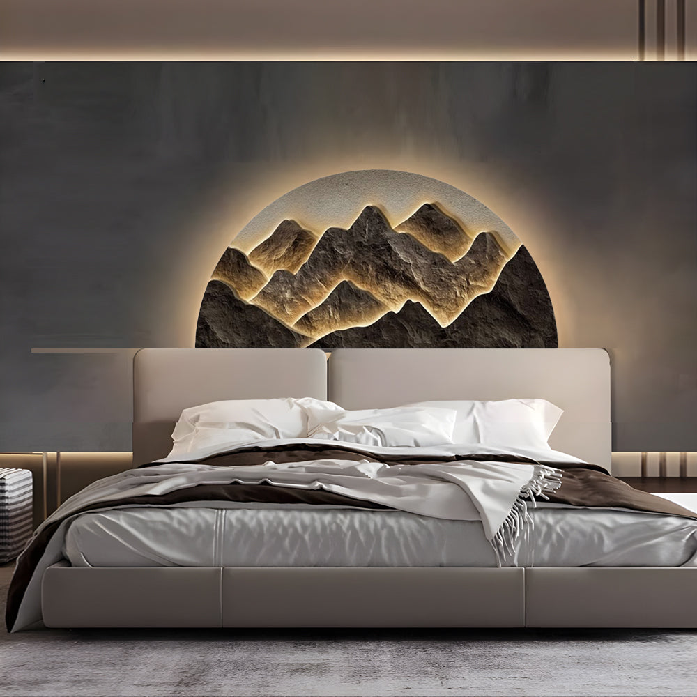 Ceramic Semicircular LED Lighting Wall Decorative Painting, Bedroom Wall Sconce, detail 3