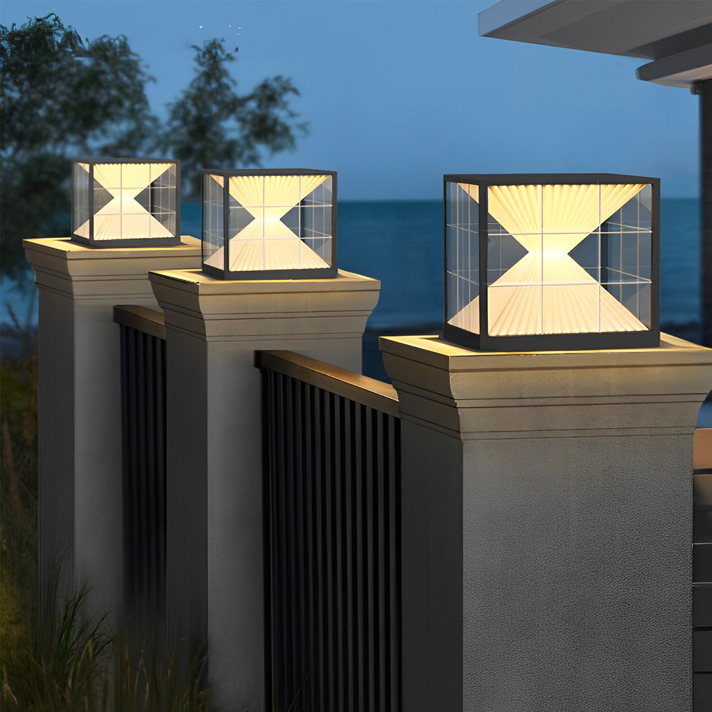 Square Creative Hourglass Shape LED Waterproof Solar Fence Post Lights, Outdoor Wall Light, detail 3