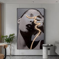 LED Crystal Porcelain Lady Profile Wall Painting, Bedroom Wall Sconce, DIMENSIONS 19.7"