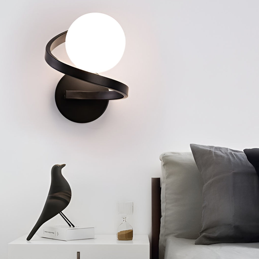 Electroplated Creative Curved Metal LED Contemporary Wall Light, Bedroom Wall Sconce, detail 2