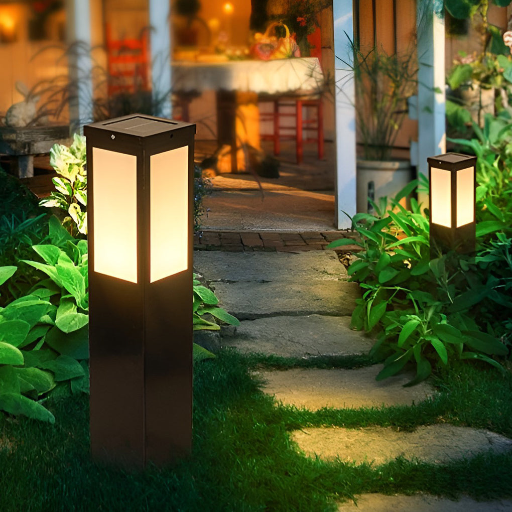 Industrial-Style Square LED Solar Landscape Lighting Waterproof Exterior Pathway Lights with Remote Control, Outdoor Wall Light, detail 7