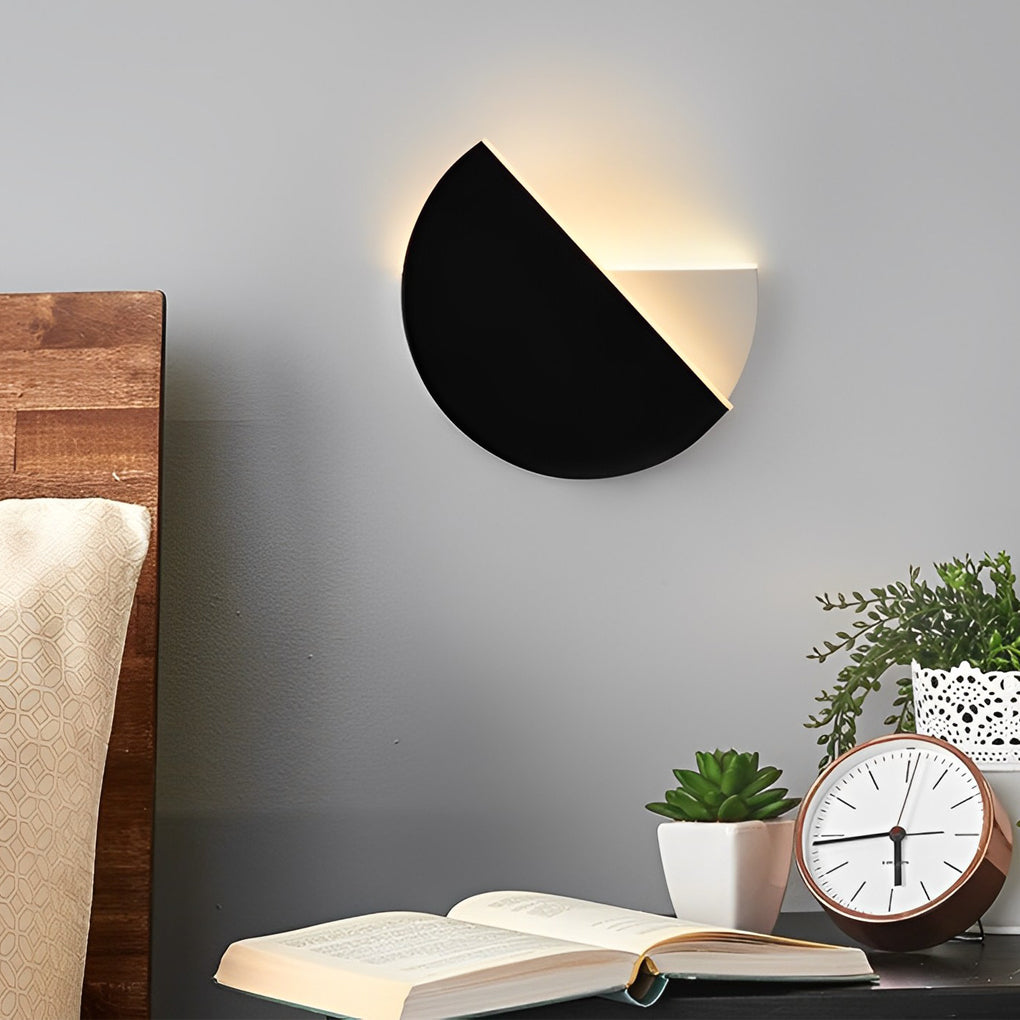 Creative Circular 350° Rotatable LED Black Nordic Wall Fixtures Lighting, Bedroom Wall Sconce, detail 3