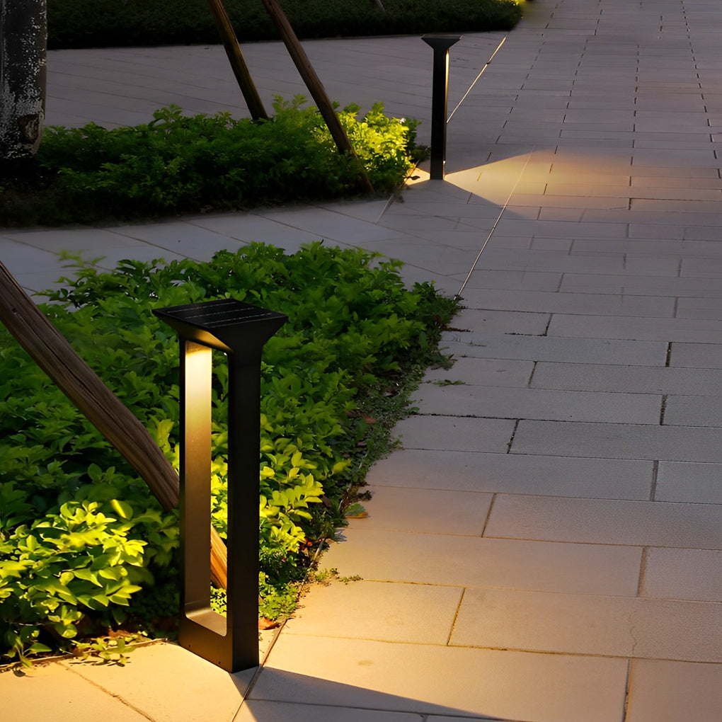 Door Shape Clean-Lined Waterproof LED Black Contemporary Solar Pathway Lights, Outdoor Wall Light, detail 3