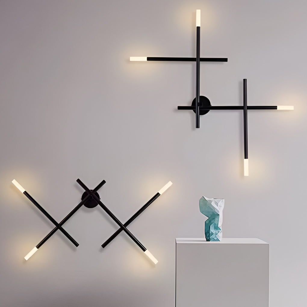 Creative Geometric Strip LED Contemporary Wall Light, Bedroom Wall Sconce, Iron, 26"