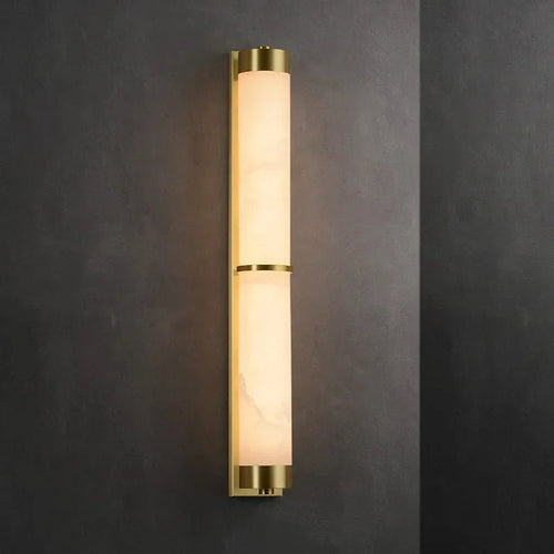 23" Natural Marble & Brass Wall Light, Bedroom Wall Sconce, detail 2