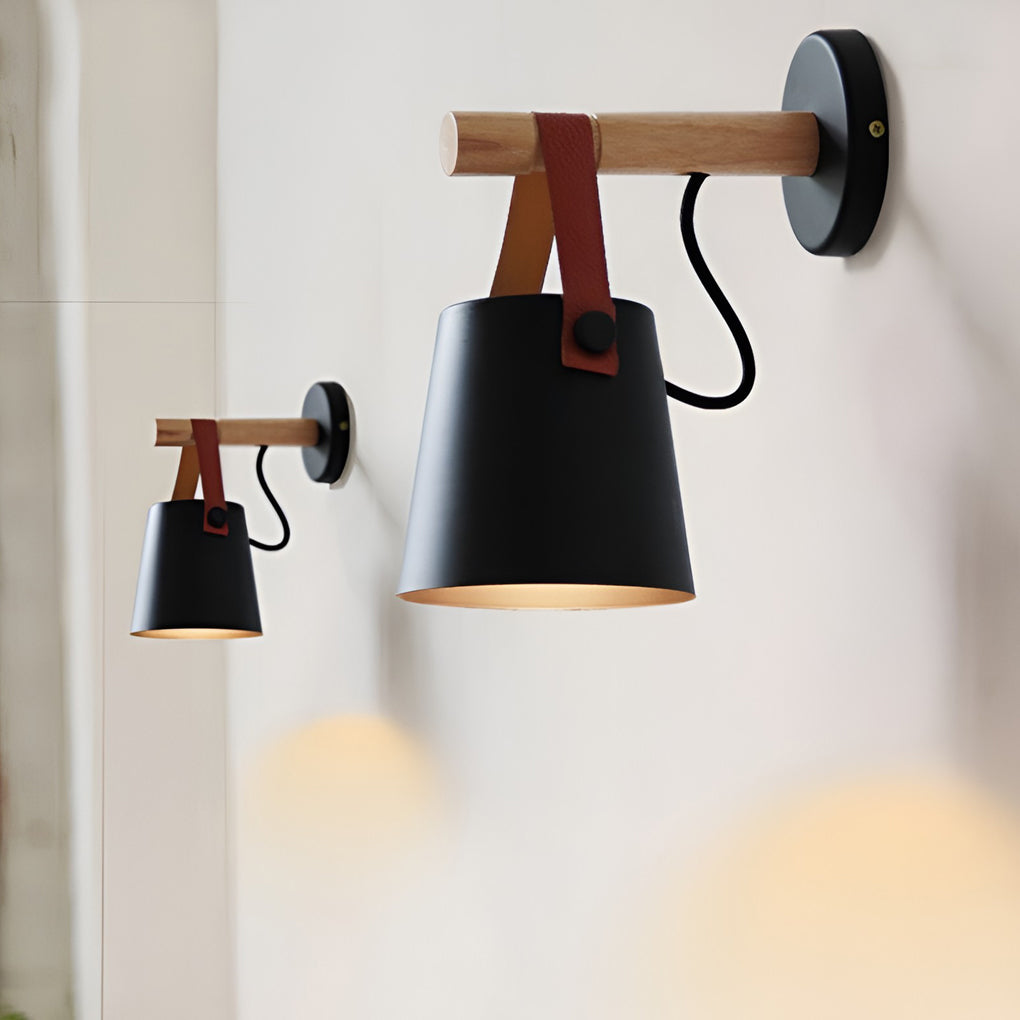 Timeless Wood Metal Nordic Plug-In Wall Light, Plug-In Wall Sconce, Aluminum, Dia 5in x H 9in