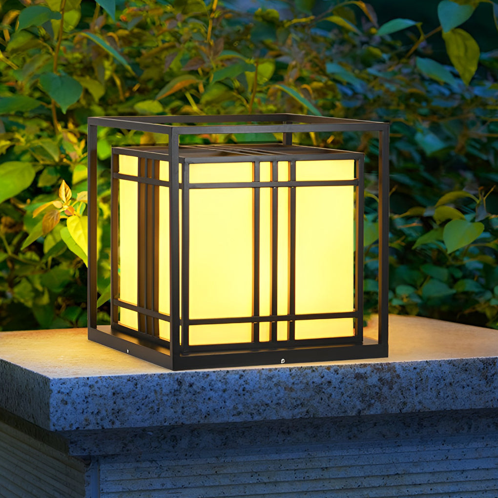 Retro Square Waterproof LED Black Contemporary Exterior Post Caps Lights, Outdoor Wall Light, Galvanized Sheet, 7.9"