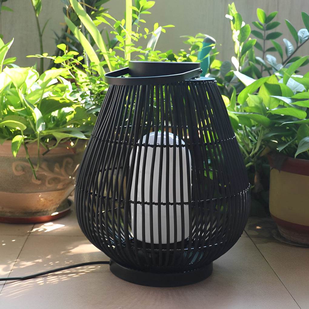 Portable Black Contemporary Iron Woven E27 Pillar Accent Exterior Lantern, Outdoor Wall Light, H 5in