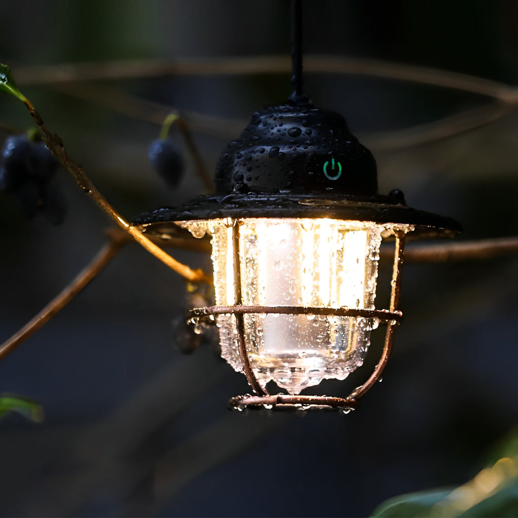 Circular LED Waterproof USB Rechargeable Retro Exterior Light Camping Lamp, Outdoor Wall Light, detail 5