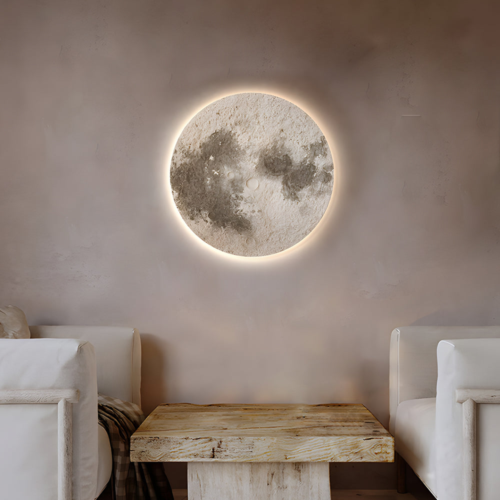 Circular Moon 3D Sandstone Painting USB Voice Control Decorative Painting, Bedroom Wall Sconce, detail 2